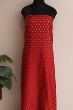 Elegant Red Banarasi Silk Small Booti Design Suit With Banarasi Bandhani Weaved Georgette Dupatta - Luxurion World