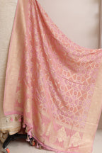 Exquisite Golden Handloom Banarasi Tissue Georgette Silk Crushed Suit With Banarasi Bandhani Weaved Georgette Dupatta - Luxurion World