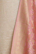 Exquisite Golden Handloom Banarasi Tissue Georgette Silk Crushed Suit With Banarasi Bandhani Weaved Georgette Dupatta - Luxurion World