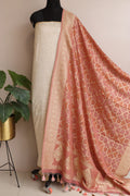 Golden Handloom Banarasi Tissue Georgette Silk Crushed Suit With Banarasi Bandhani Weaved Georgette Dupatta - Luxurion World