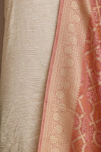 Golden Handloom Banarasi Tissue Georgette Silk Crushed Suit With Banarasi Bandhani Weaved Georgette Dupatta - Luxurion World