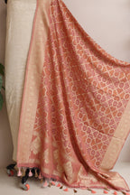 Golden Handloom Banarasi Tissue Georgette Silk Crushed Suit With Banarasi Bandhani Weaved Georgette Dupatta - Luxurion World