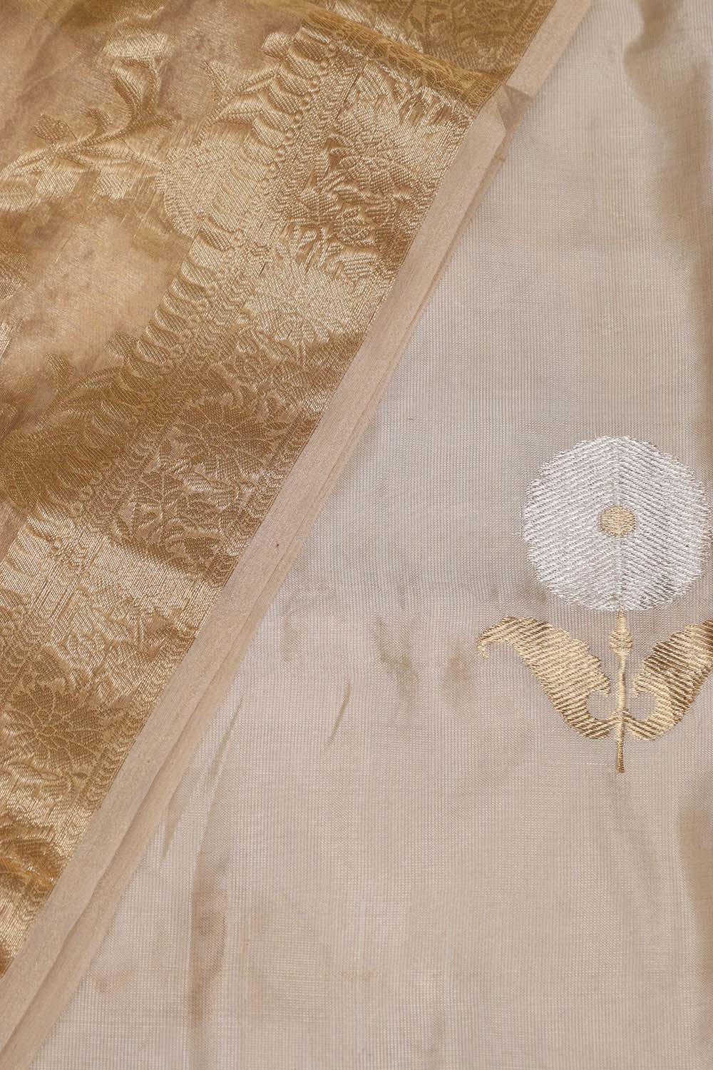 Stunning Dyeable Handloom Banarasi Tissue Katan Silk Suit With Dyeable Banarasi Handloom Pure Tissue Silk Flower Design Dupatta - Luxurion World