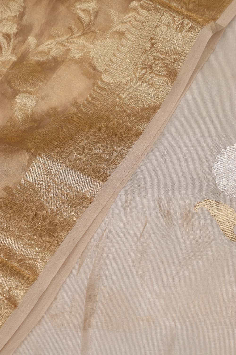 Stunning Dyeable Handloom Banarasi Tissue Katan Silk Suit With Dyeable Banarasi Handloom Pure Tissue Silk Flower Design Dupatta - Luxurion World