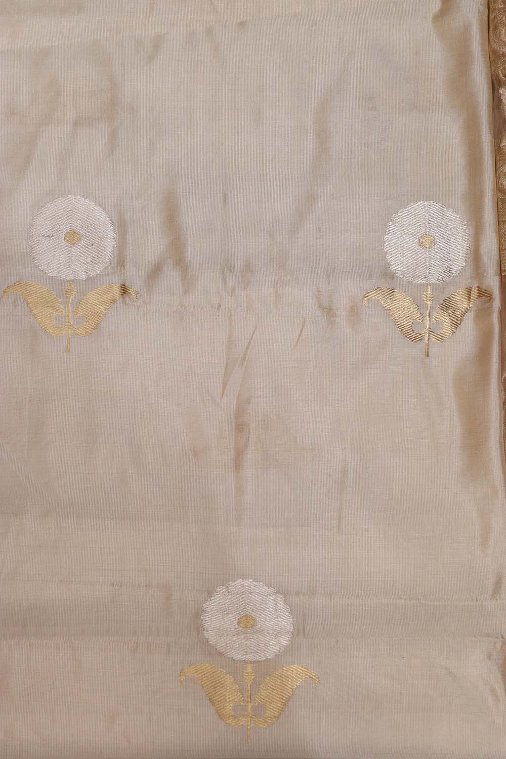 Stunning Dyeable Handloom Banarasi Tissue Katan Silk Suit With Dyeable Banarasi Handloom Pure Tissue Silk Flower Design Dupatta - Luxurion World