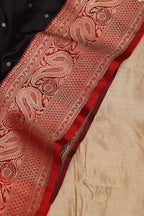 Pastel Banarasi Handloom Chiniya Silk Suit With Black Handloom Banarasi Pure Katan Silk Dupatta - Luxurion World