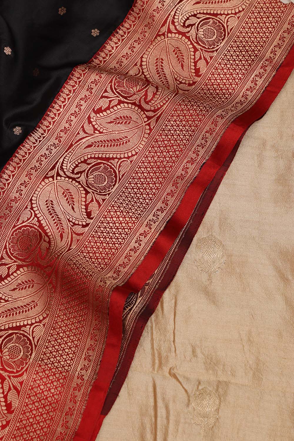 Pastel Banarasi Handloom Chiniya Silk Suit With Black Handloom Banarasi Pure Katan Silk Dupatta