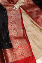 Pastel Banarasi Handloom Chiniya Silk Suit With Black Handloom Banarasi Pure Katan Silk Dupatta - Luxurion World
