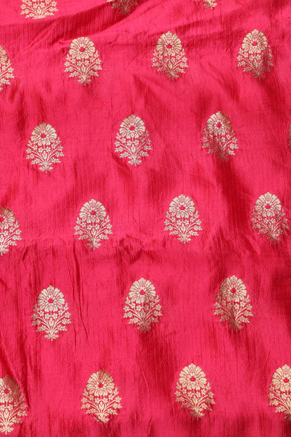 Pink Banarasi Handloom Pure Katan Silk Suit With Blue Banarasi Handloom Pure Katan Silk Dupatta
