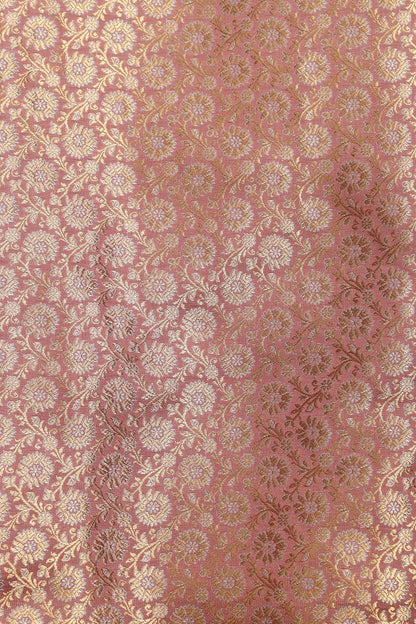 Pink Handloom Banarasi Silk Brocade Sona Roopa Flower Design Suit With Maroon Paithani Silk Bird & Floral Design Dupatta