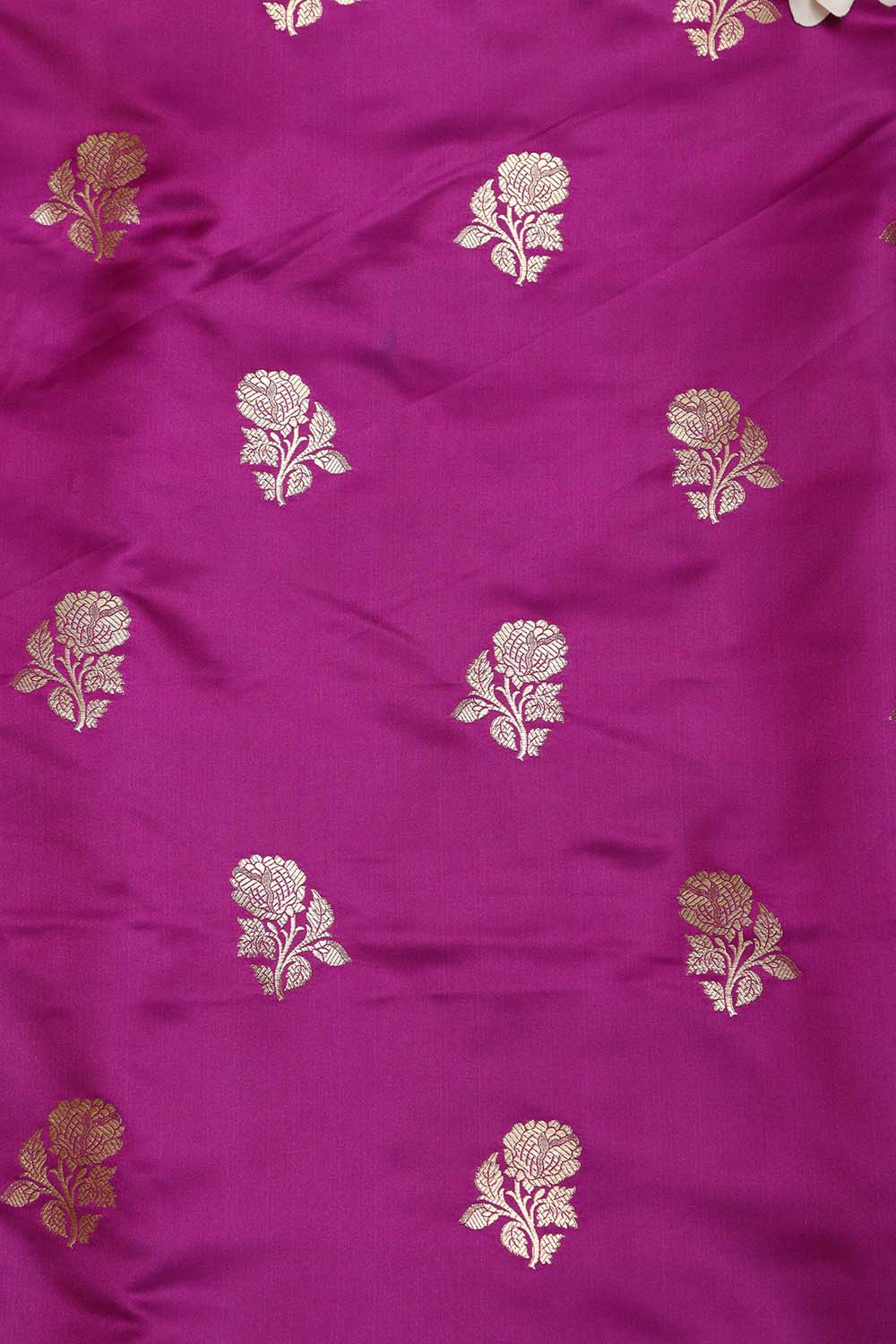 Purple Handloom Banarasi Silk Flower Design Suit With Pink Paithani Silk Flower & Peacock Design Dupatta - Luxurion World