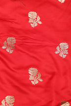 Red Handloom Banarasi Silk Flower Design Suit With Green Paithani Silk Bird & Floral Design Dupatta - Luxurion World