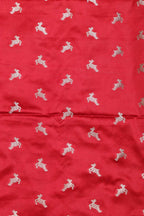 Red Banarasi Mashru Silk Deer Design Suit With Green Paithani Silk Flower & Peacock Design Dupatta - Luxurion World