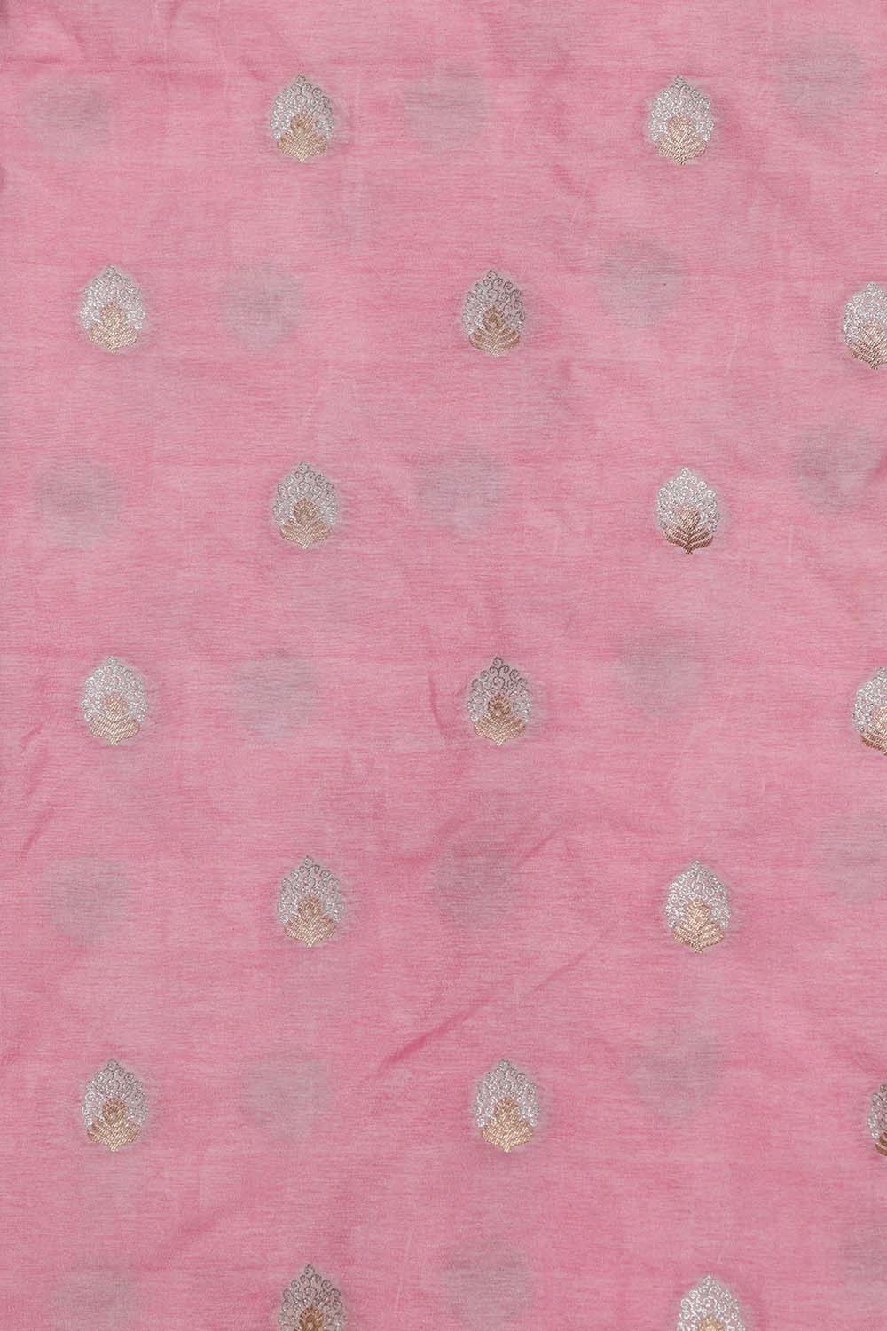 Pink Banarasi Silk Suit With Grey Banarasi Silk Dupatta - Luxurion World