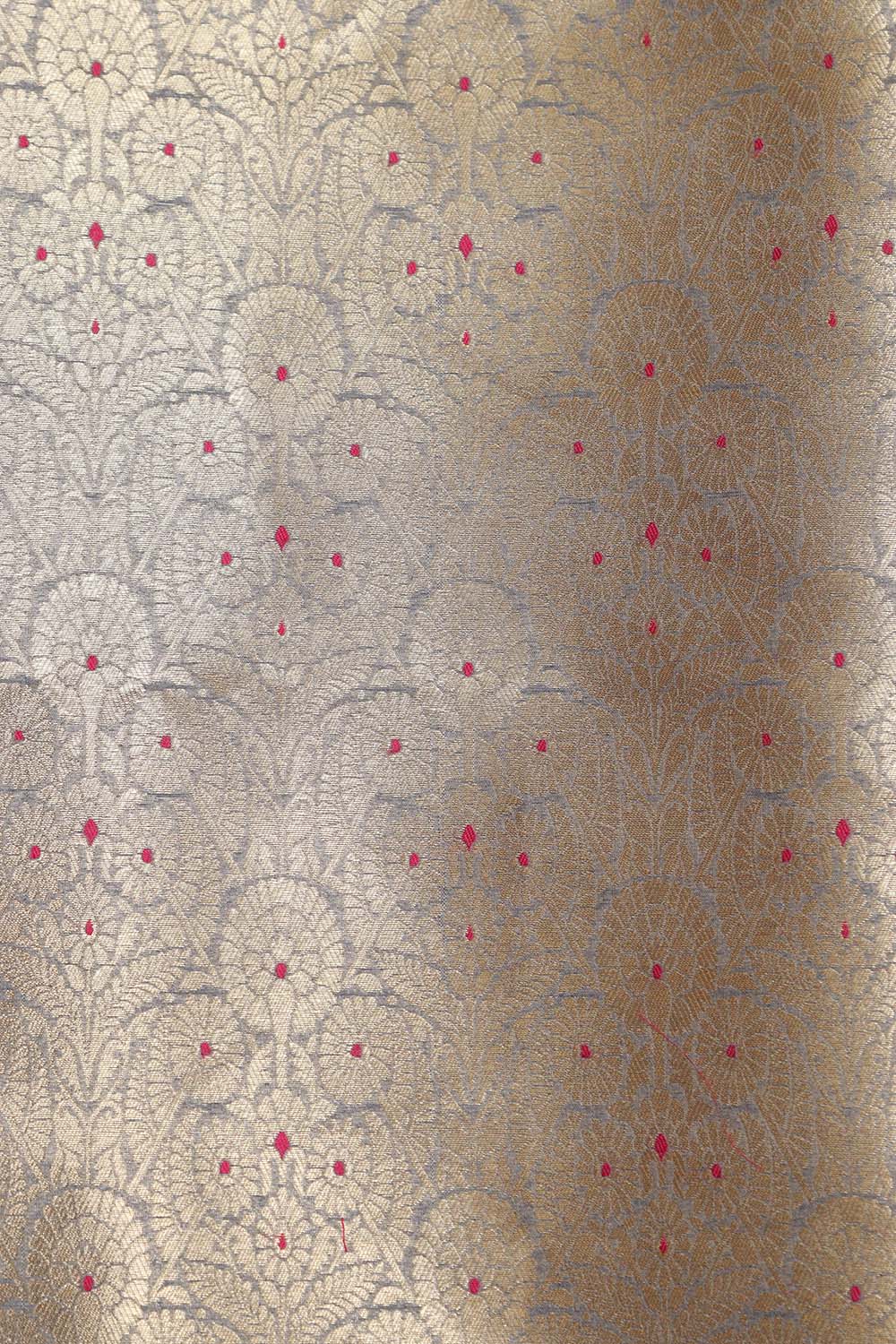 Grey Banarasi Silk Brocade Meenakari Suit With Red Banarasi Silk Dupatta