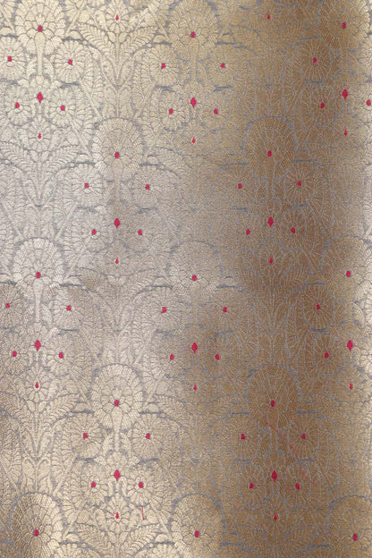 Grey Banarasi Silk Brocade Meenakari Suit With Red Banarasi Silk Dupatta
