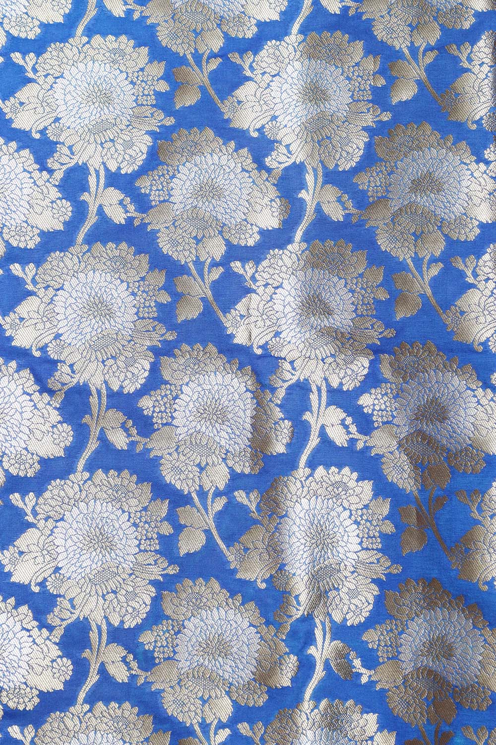 Blue Banarasi Silk Suit With Red Banarasi Cotton Silk Dupatta