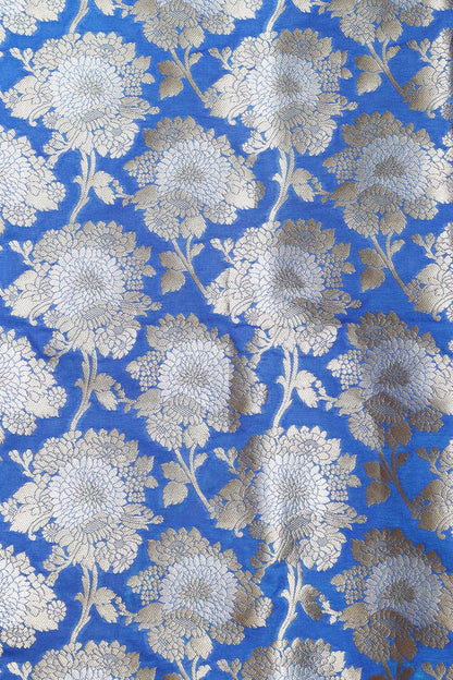 Blue Banarasi Silk Suit With Red Banarasi Cotton Silk Dupatta