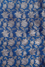 Blue Banarasi Pure Katan Silk Sona Roopa Flower Design Suit With Dyeable Banarasi Tissue Silk Dupatta - Luxurion World