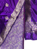 Purple Pure Silk Banarasi Suit With Katan Silk Dupatta - Luxurion World