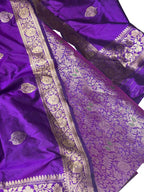 Purple Pure Silk Banarasi Suit With Katan Silk Dupatta - Luxurion World