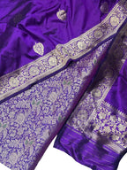 Purple Pure Silk Banarasi Suit With Katan Silk Dupatta - Luxurion World