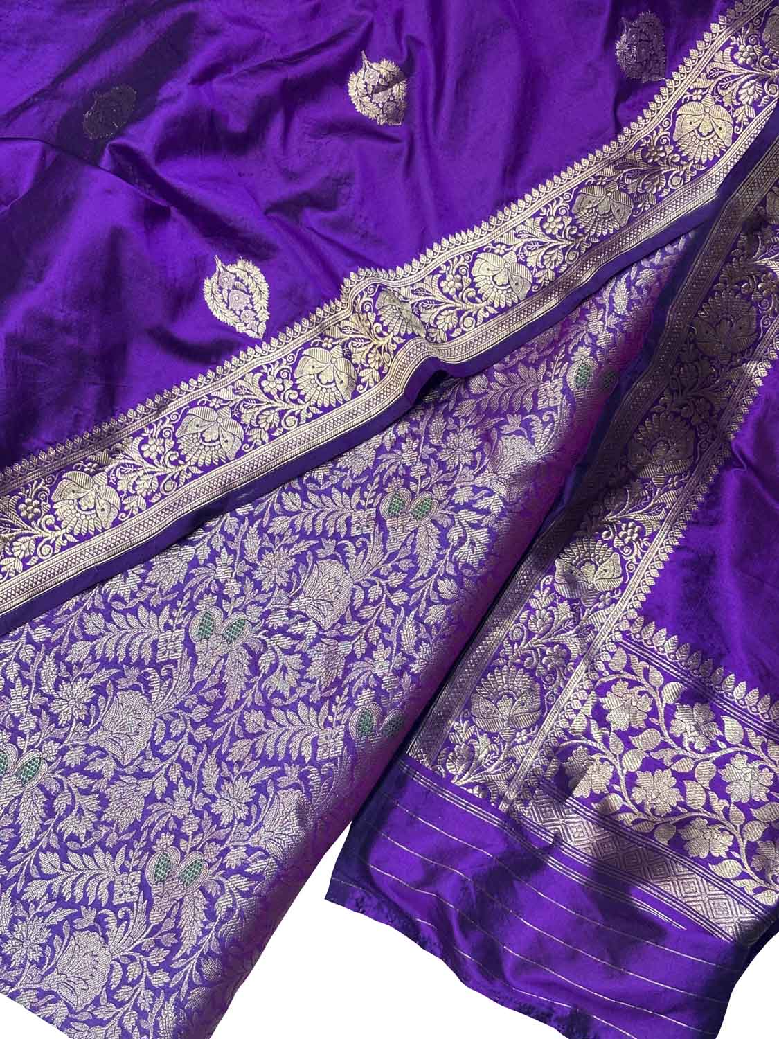 Purple Pure Silk Banarasi Suit With Katan Silk Dupatta - Luxurion World