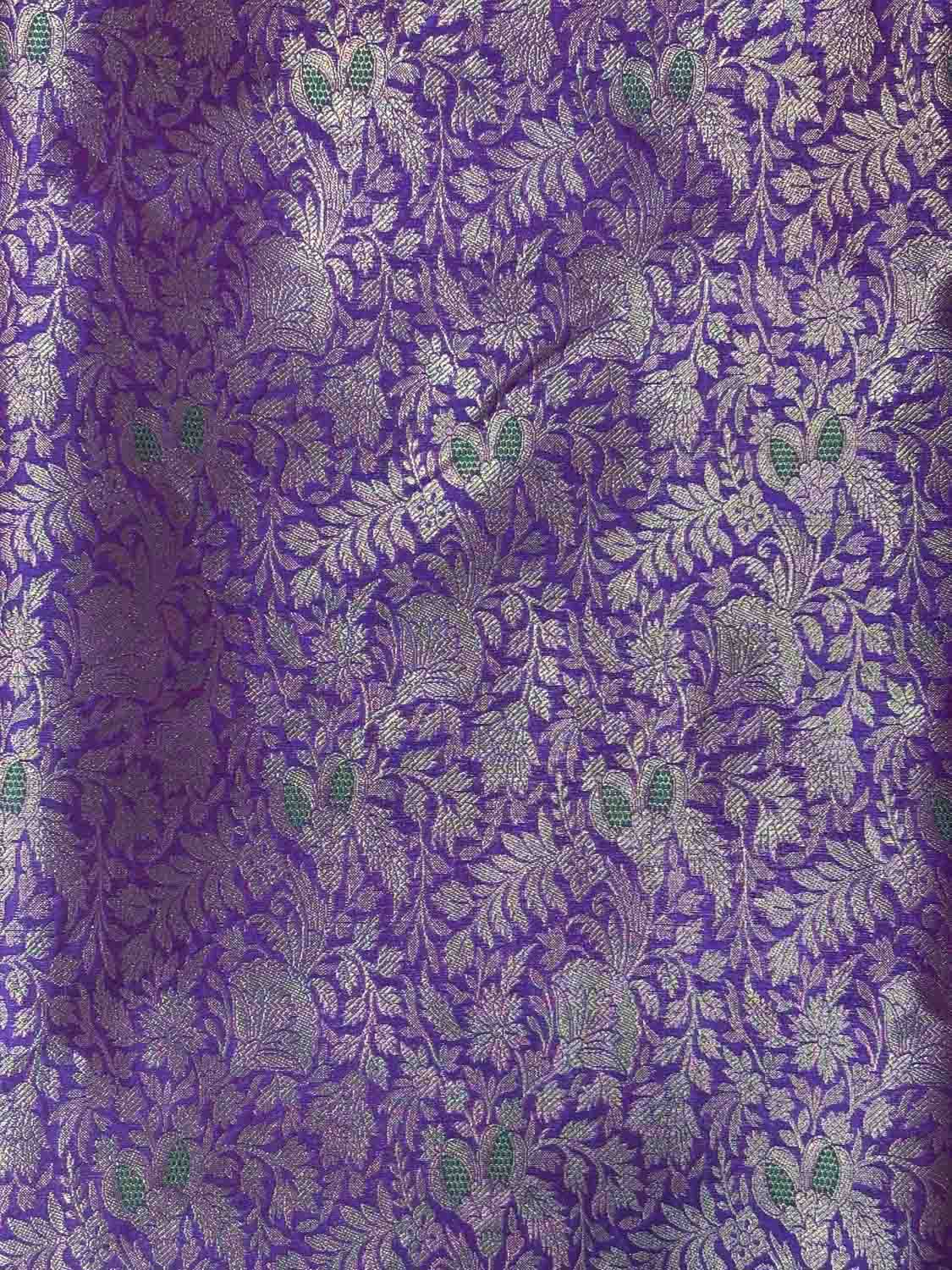 Purple Pure Silk Banarasi Suit With Katan Silk Dupatta - Luxurion World