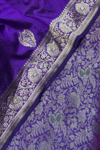 Purple Pure Silk Banarasi Suit With Katan Silk Dupatta - Luxurion World