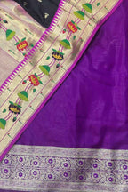 Purple Banarasi Suit With Black Paithani Silk Dupatta - Luxurion World