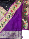 Purple Banarasi Suit With Black Paithani Silk Dupatta - Luxurion World