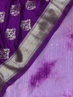 Purple Banarasi Silk Dupatta with Trendy Cotton Silk Tie & Dye Fabric - Luxurion World