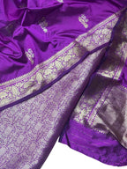 Purple Pure Silk Banarasi Three piece Unstitched Suit With Katan Silk Dupatta - Luxurion World