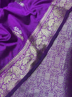Purple Pure Silk Banarasi Three piece Unstitched Suit With Katan Silk Dupatta - Luxurion World