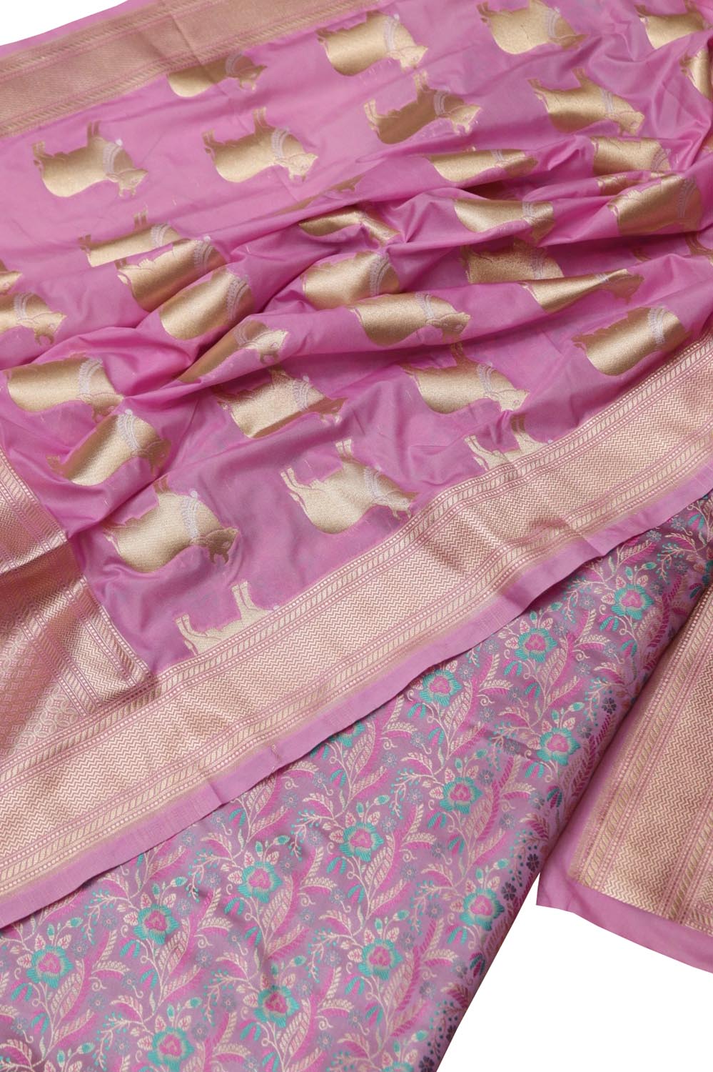 Pink Banarasi Weaved Silk Suit Set - Luxurion World