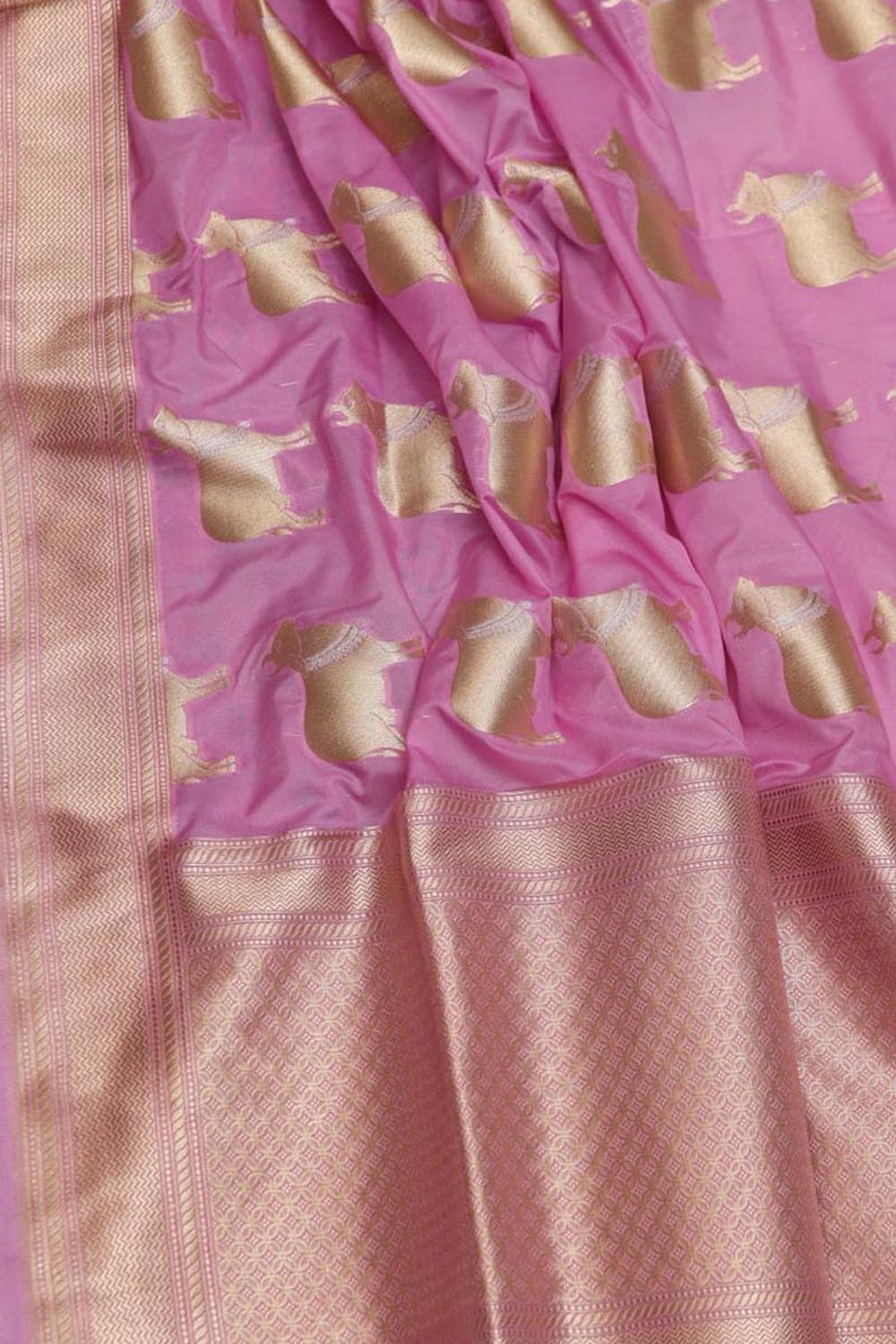 Pink Banarasi Weaved Silk Suit Set - Luxurion World