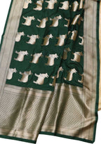 Green Banarasi Weaved Silk Suit Set - Luxurion World