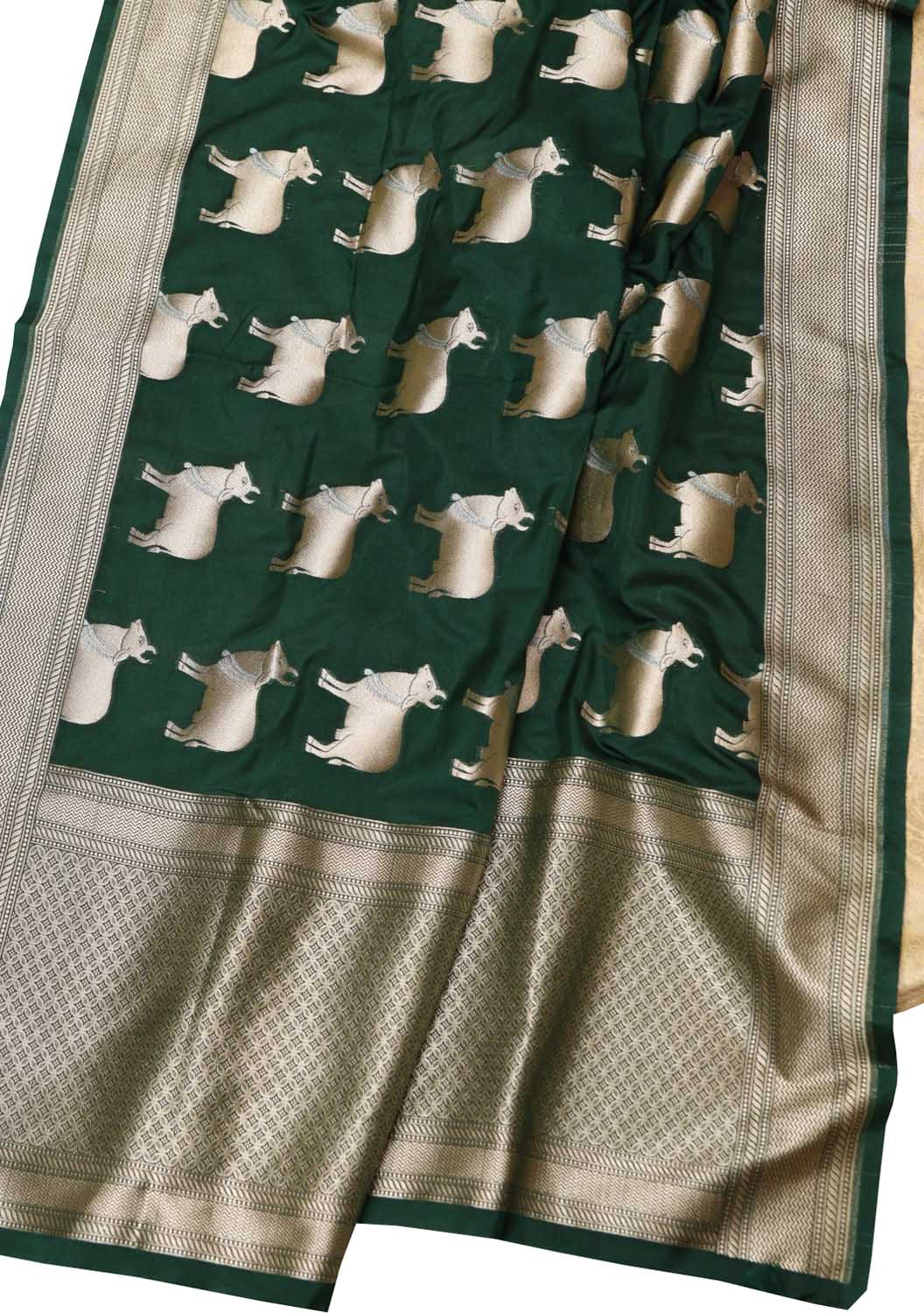 Green Banarasi Weaved Silk Suit Set - Luxurion World