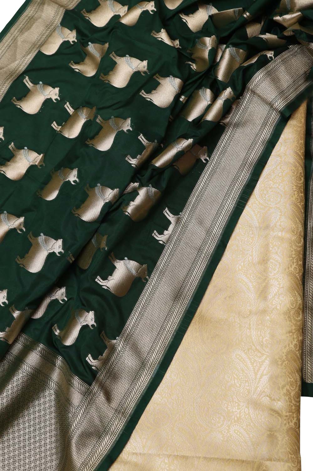 Green Banarasi Weaved Silk Suit Set - Luxurion World