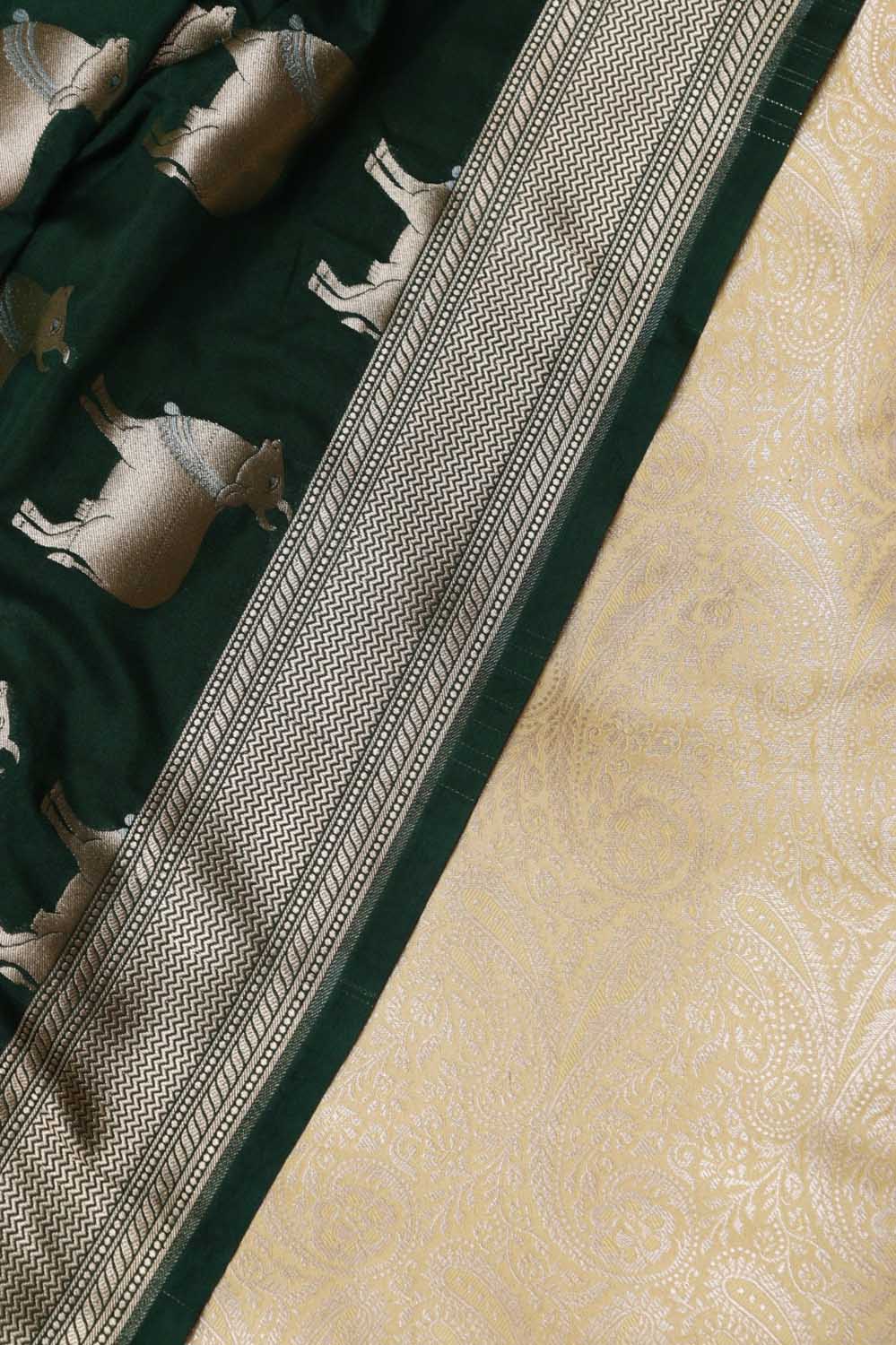 Green Banarasi Weaved Silk Suit Set - Luxurion World
