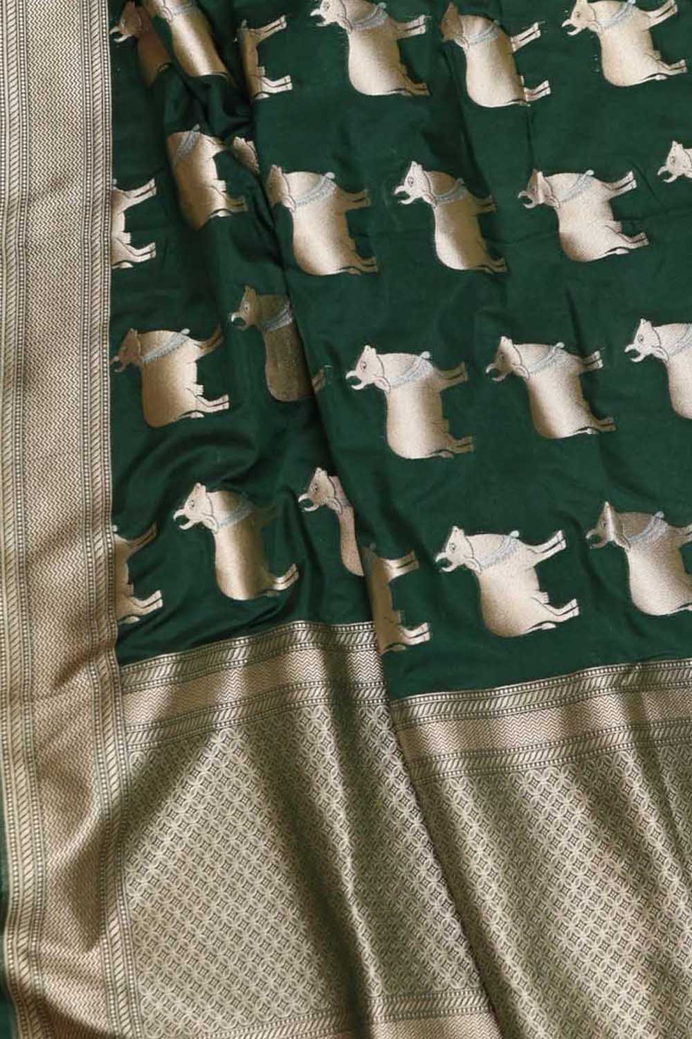 Green Banarasi Weaved Silk Suit Set - Luxurion World
