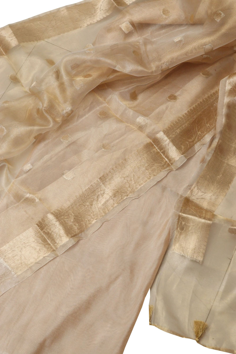 Banarasi Dyeable Tissue Katan Silk Suit With Tissue Dupatta - Luxurion World- Crafted Heirlooms