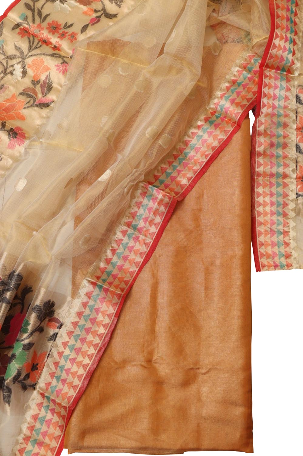 Pastel Banarasi Tissue Silk Suit Set 3 Piece with Paithani Border Dupatta - Luxurion World