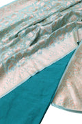 Blue Banarasi Plain Silk Suit with Banarsi Sikargha Dupatta-Set 3 Piece - Luxurion World