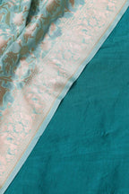 Blue Banarasi Plain Silk Suit with Banarsi Sikargha Dupatta-Set 3 Piece - Luxurion World