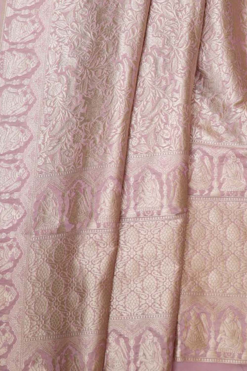 Onion Pink Banarasi Silk Suit with Sikhargha Dupatta Set 3 Piece - Luxurion World