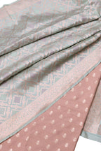 Pink Banarasi Silk Suit with Blue Pure Katan Banarasi Silk Dupatta Set 3 Piece - Luxurion World