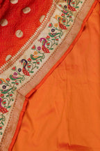 Orange Banarasi Plain Silk Suit with Pure Georgette Banarasi Bandhani Dupatta Set 3 Piece - Luxurion World