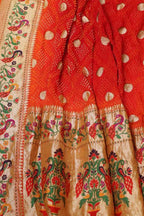 Orange Banarasi Plain Silk Suit with Pure Georgette Banarasi Bandhani Dupatta Set 3 Piece - Luxurion World