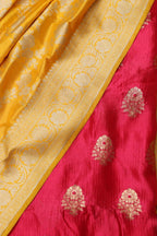 Pink Banarasi Chiniya Silk Suit with Yellow Kadwa Jaal Pure Silk Dupatta Set 3 Piece - Luxurion World